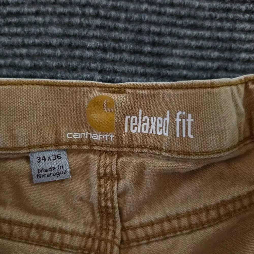 Carhartt Men's Size 34x36 Tan Relaxed Fit Pants
